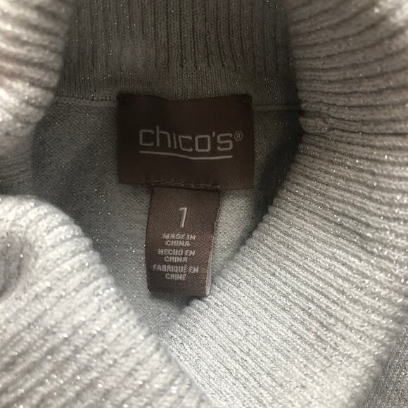 Chicos Women Turtleneck Shimmer Glitter Sweater Size 1 - Picture 7 of 8